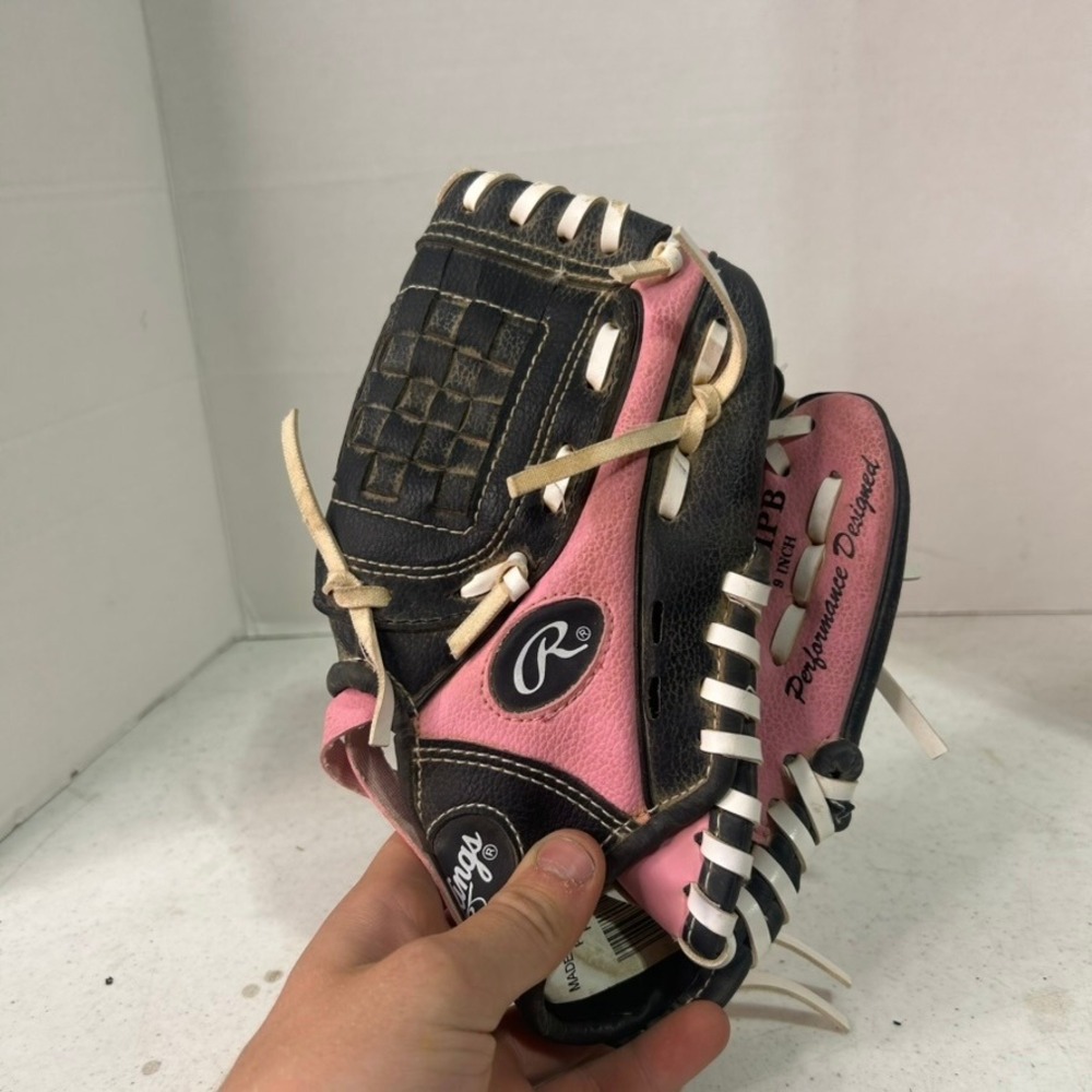 Rawlings Players Series 9 Inch Youth Baseball Glove Black Pink PL91PB Basket Web
